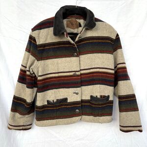 Vintage Woolrich Blanket Coat Women Southwest Aztec Wool Jacket Striped Medium